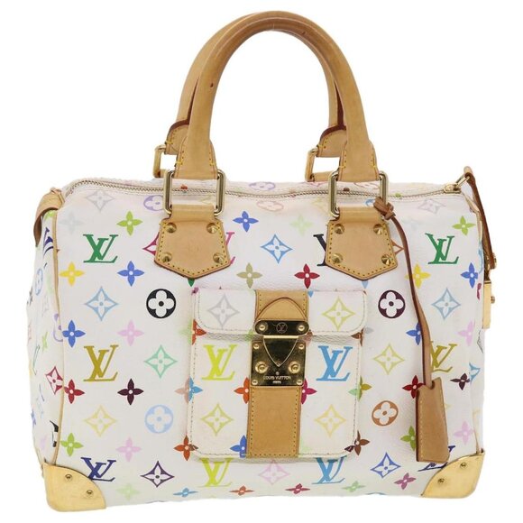 Louis Vuitton Multicolor Speedy 30 Monogram Sac Hand Bag White Gold - Picture 1 of 14